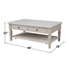International Concepts Rectangle Vista Coffee Table, 48 in W X 28 in L X 20 in H, Wood, Unfinished OT-15C